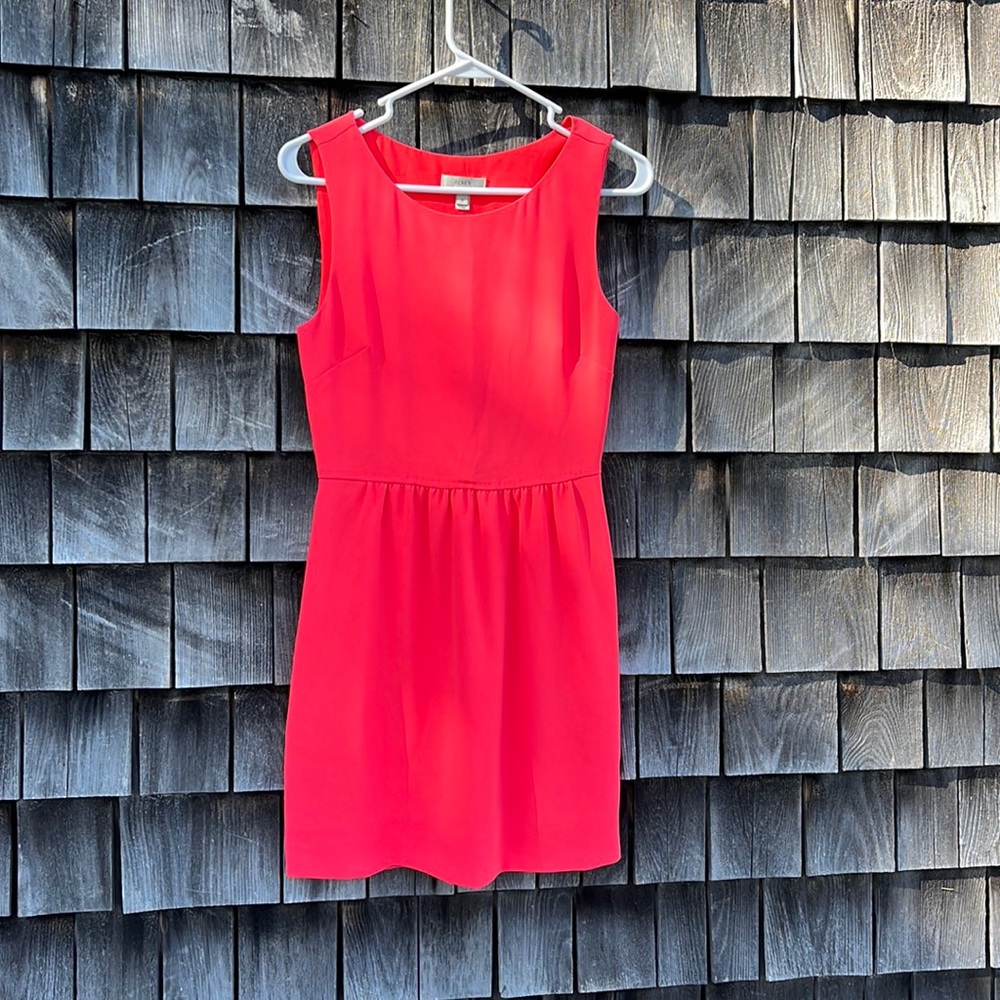 J crew bright coral (pinkish orange)mini sleeveless dress